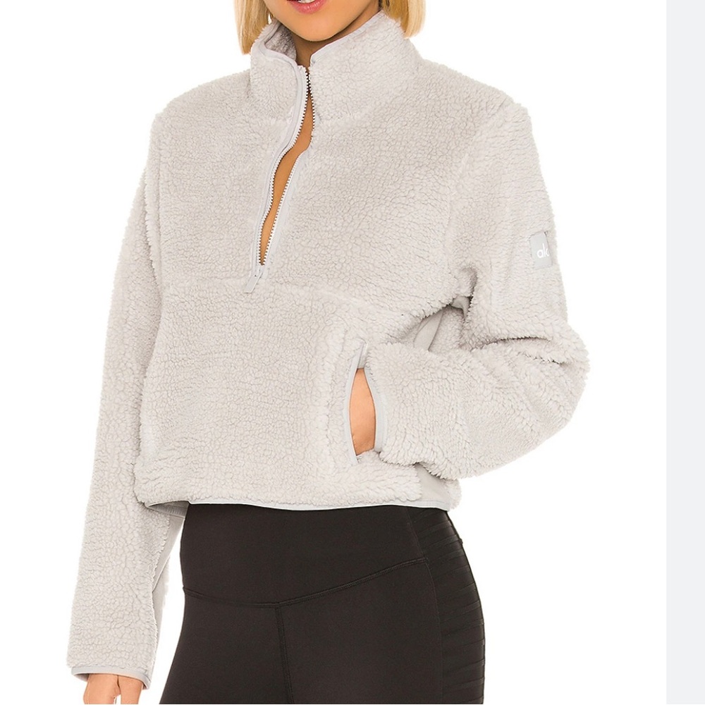 Alo Yoga Gray Sherpa 1/4 Zip Sweater